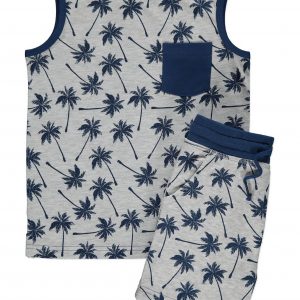 2 Grey Palm Print Vest and Shorts Outfit from 7 at George